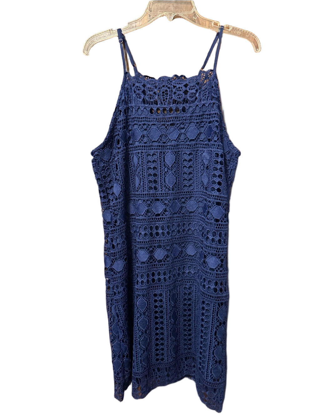 Francesca's Collections Navy Crochet Lace Mini Dress Size L - Picture 2 of 5